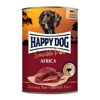 HAPPY DOG Sensible Pure Mokra Karma Pies Dorosły 6x400 g Struś