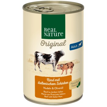 REAL NATURE ADULT Wołowina z włoską Szynka 12x400 g