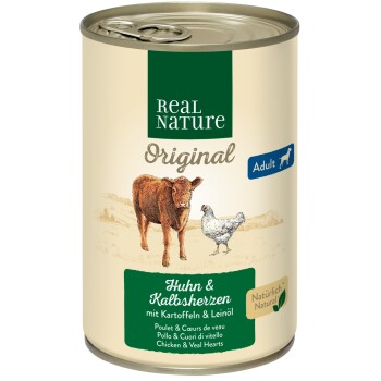 REAL NATURE ADULT Serca cielęce i kurczak 12x400 g
