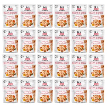 Brit Care Cat Pouches Fillets in Gravy with Tender Turkey & Savory Salmon 24 x 85 g