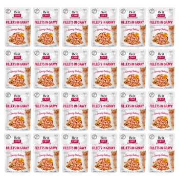 Brit Care Cat Pouches Fillets in Gravy with Savory Salmon 24 x 85 g
