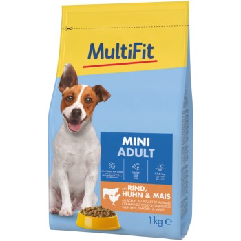 MultiFit sucha karma dla psa dorosłego, Mini, z wołowiną, kurczakiem i kukurydzą 1 kg