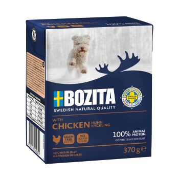 BOZITA Karma mokra Pies Junior Kawałeczki w galarecie Kurczak 6 x 370 g