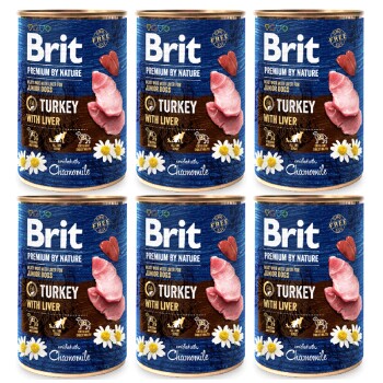 Brit Premium by Nature Indyk z wątróbką 6 x 800 g