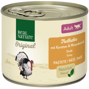REAL NATURE Adult Indyk, marchewki i olej z kiełków pszenicy 6x200 g