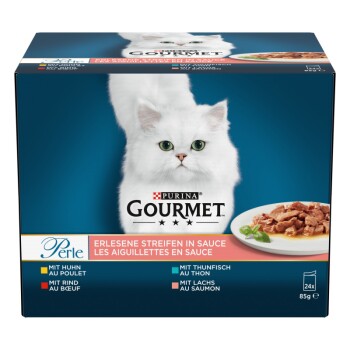 GOURMET Perle Wyselekcjonowane paski w sosie Miks wariantów 24 x 85 g