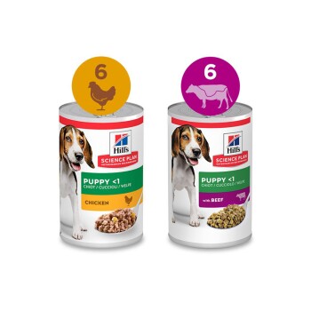 Hill's Science Plan Karma mokra dla szczeniąt Kurczak i wołowina 12x370 g