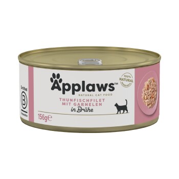 Applaws mokra karma dla dorosłych kotów w bulionie Tuńczyk z krewetkami 48x156 g