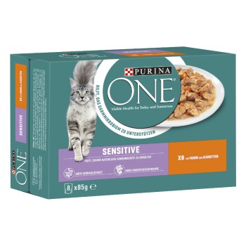 Purina ONE SENSITIVE Karma mokra dla kotów Adult Delikatne kawałki w sosie 8 x 85 g