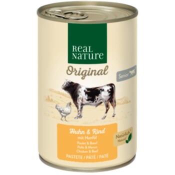 REAL NATURE Senior Kurczak i Wołowina z olejem z konopi 12x400 g