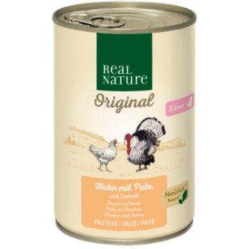 REAL NATURE Kitten Kurczak z indykiem i olejem z łososia 12x400 g
