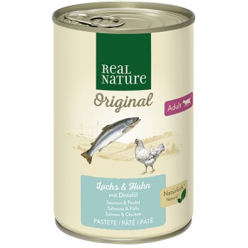 REAL NATURE Adult Łosoś i kurczak z olejem krokoszowym 24x400 g