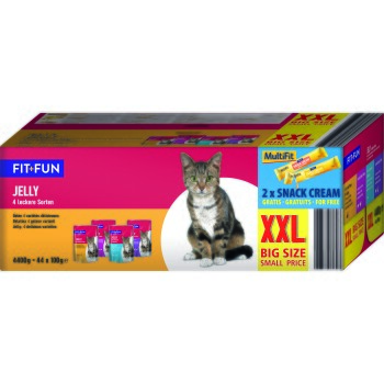FIT+FUN Jelly Multipack XXL 44 x 100 g 4 różne rodzaje + 2 x Snack Cream gratis