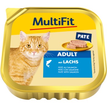 MultiFit mokra karma dla kotów dorosłych, pasztet z łososiem 16x100 g