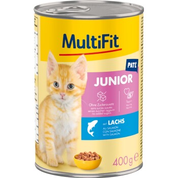 MultiFit mokra karma dla kota Junior, pasztet, z łososiem 6x400 g