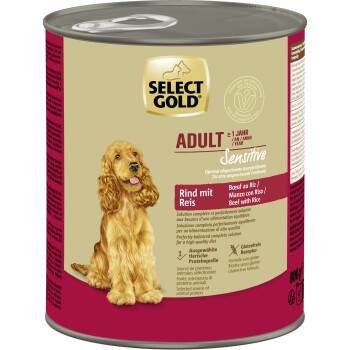 SELECT GOLD Sensitive mokra karma dla dorosłych Wołowina z ryżem 12x800 g