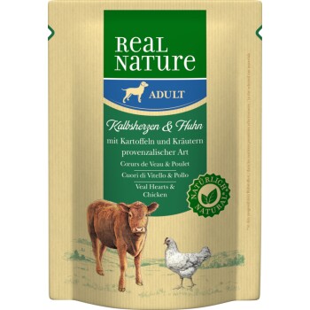 REAL NATURE Adult Saszetki Serca cielęce i kurczak 24x300 g