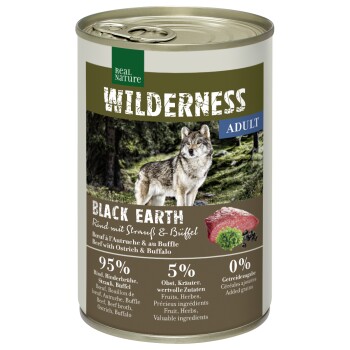 REAL NATURE WILDERNESS Adult Wołowina Black Earth ze strusiem i bawołem 24x400 g
