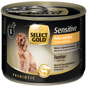 SELECT GOLD mokra karma dla psa Sensitive Junior Kurczak i ryż 24x200 g