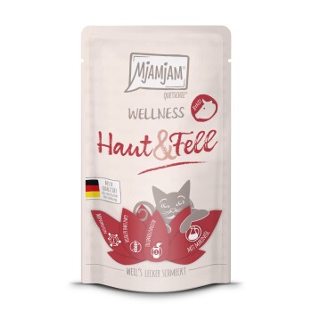 MjAMjAM mokra karma dla dorosłych kotów, Wellness Skóra i Sierść 12x125 g Wołowina