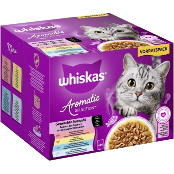 Whiskas mokra karma dla dorosłych kotów, multipak, 1+ mieszany wybór, w sosie 24x85 g