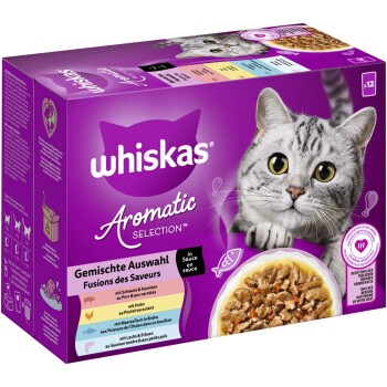 Whiskas mokra karma dla kota dorosłego, multipak, 1+ mieszany wybór, w sosie 12x85 g
