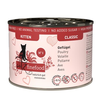 Catz finefood mokra karma dla kota Classic Kitten Nr 3 Drób 12x200 g