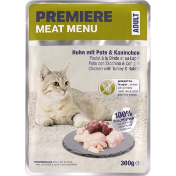 PREMIERE Meat Menu mokra karma dla kota, dorosły, Kurczak, indyk i królik 6x300 g