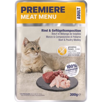 PREMIERE Meat Menu mokra karma dla kota, dorosły, Wołowina i drób 6x300 g