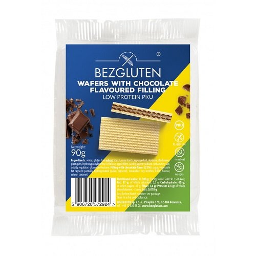 Bezgluten Wafelki czekoladowe niskobiałkowe PKU bezglutenowe 90 g