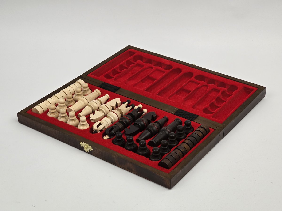 SZACHY+WARCABY drewniane we WKŁ 34x34 - PRODUCENT