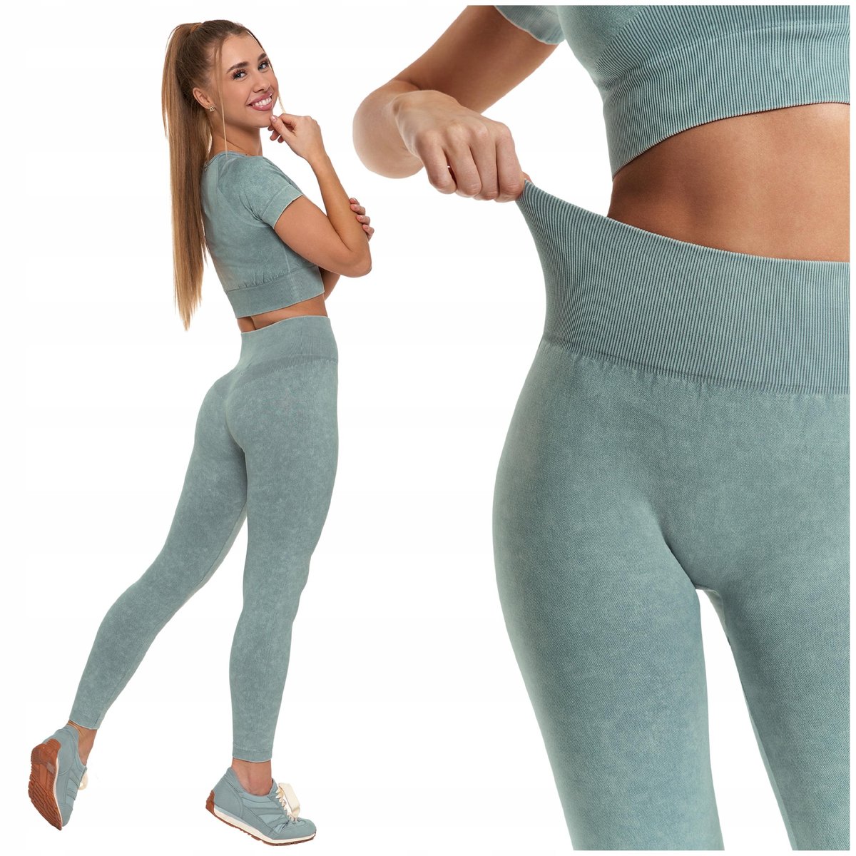 Legginsy Damskie Sportowe Wysoki Stan Kryjące Elastyczne Wygodne MORAJ L/XL