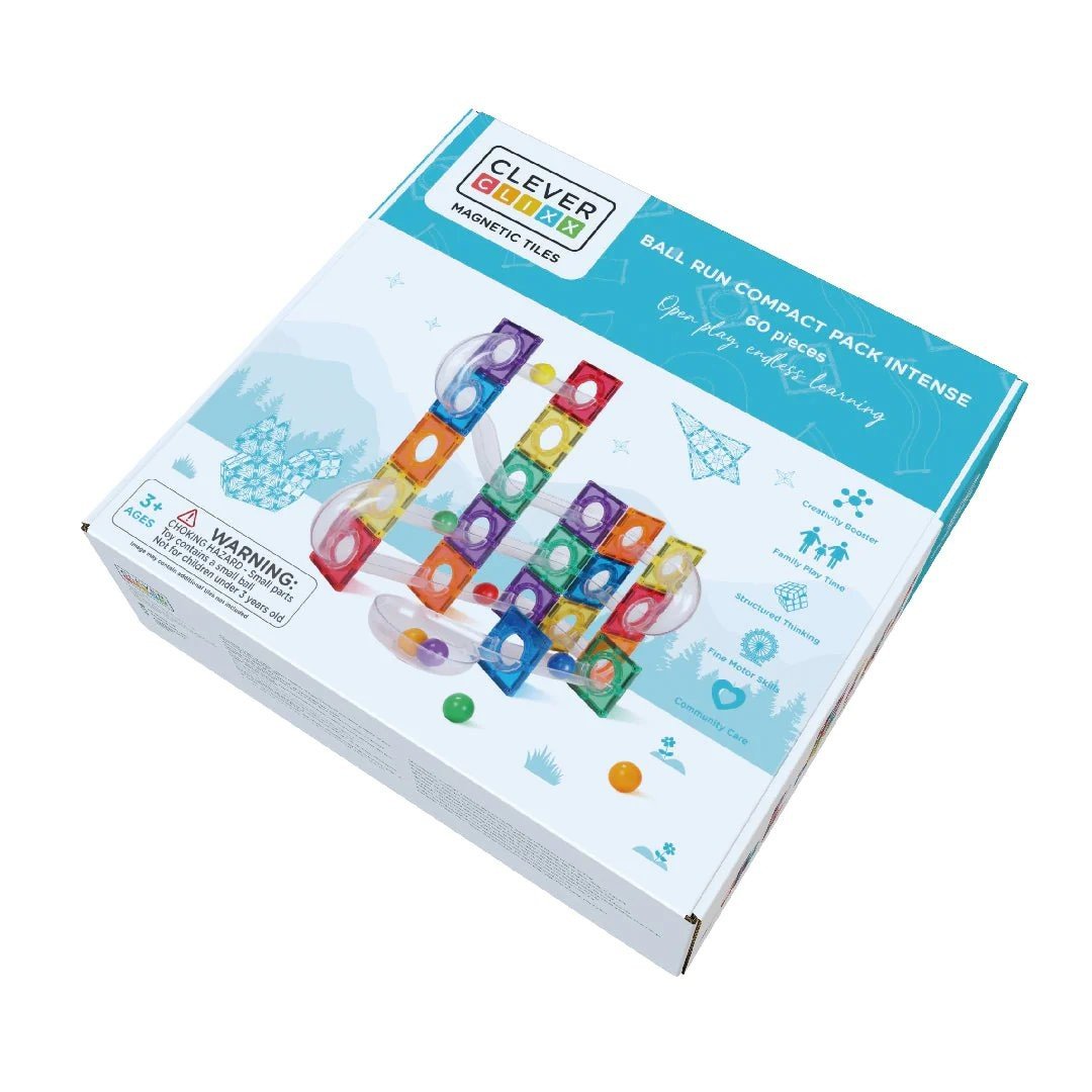 Cleverclixx - Klocki Magnetyczne Ball Run Compact Pack Intense - 60 El.
