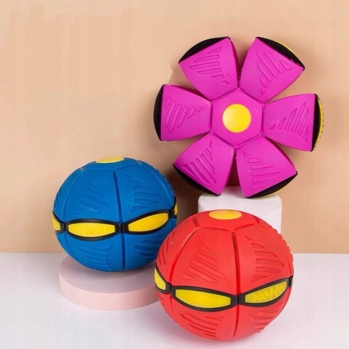 Latająca dyskopiłka UFO frisbee Zabawka 2w1 Dzieci dla zwierząt lampki
