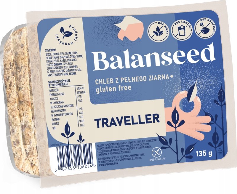Balanseed. Traveller. Kromki z pełnego ziarna 135g. Produkt bezglutenowy