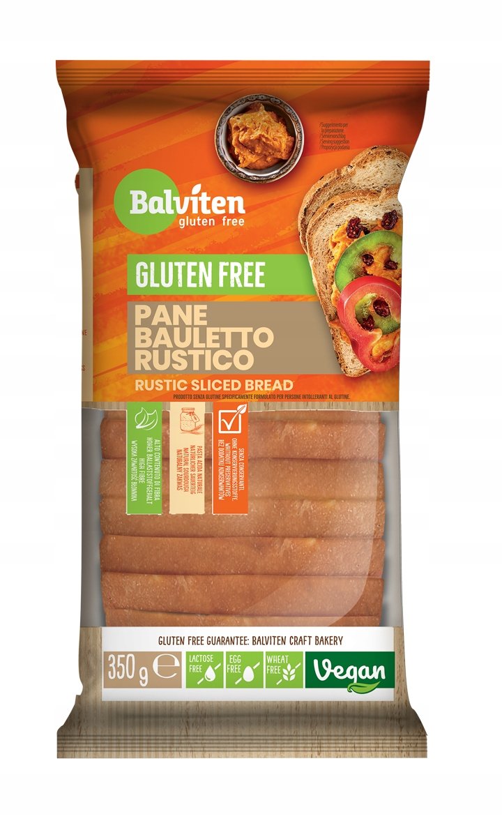 Pane Bauletto Rustico. Chleb krojony z ziarnami 350g. Produkt bezglutenowy