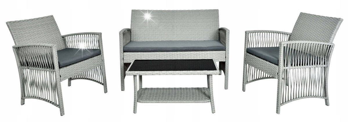 ZESTAW MEBLI OGRODOWYCH Z TECHNORATTANU RATTAN SOFA FOTELE STOLIK NA OGRÓD
