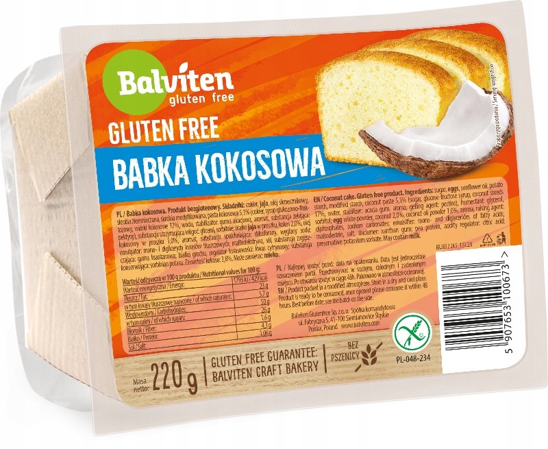 Ciasto kokosowe 220g. Produkt bezglutenowy