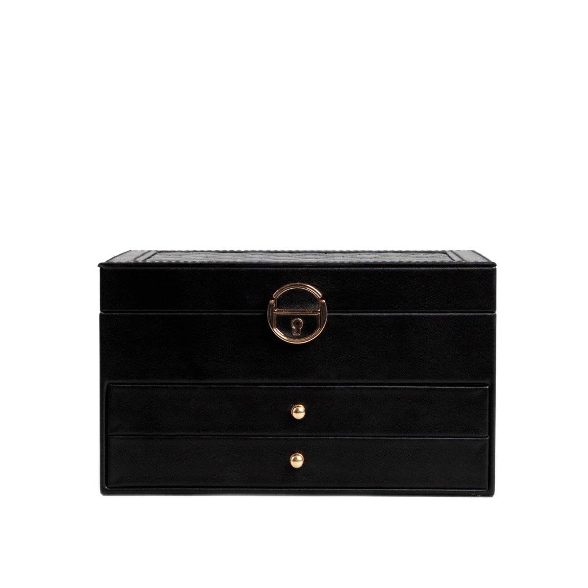 Szkatułka na biżuterię VIRELLO kuferek czarny 23x17x13,5 cm HOMLA