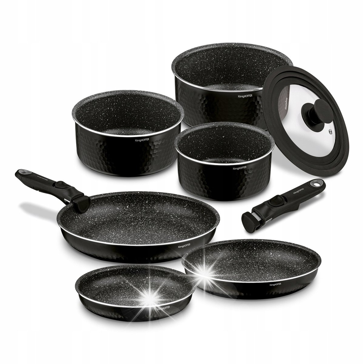KOMPLET PATELNII PATELNIA GRANITOWA + RONDEL POKRYWA 9el.Handy Konighoffer
