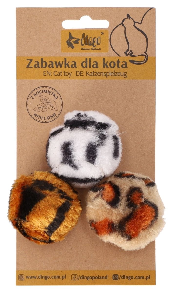 Dingo Zabawka dla kota Piłka Pręguski 3szt
