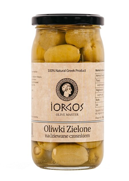 Iorgos Oliwki zielone z czosnkiem 360 g
