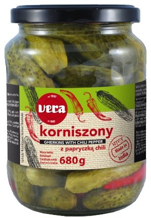 Vera Ogórki konserwowe z papryczką chili 680 g