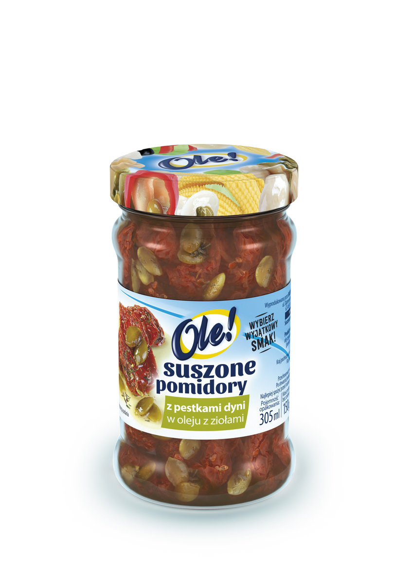 Ole! Suszone pomidory z pestkami dyni w oleju z ziołami 305 g