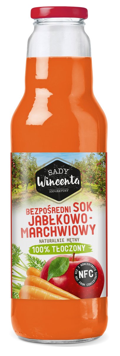 Sady Wincenta Sok jabłkowo-marchwiowy butelka 750 ml