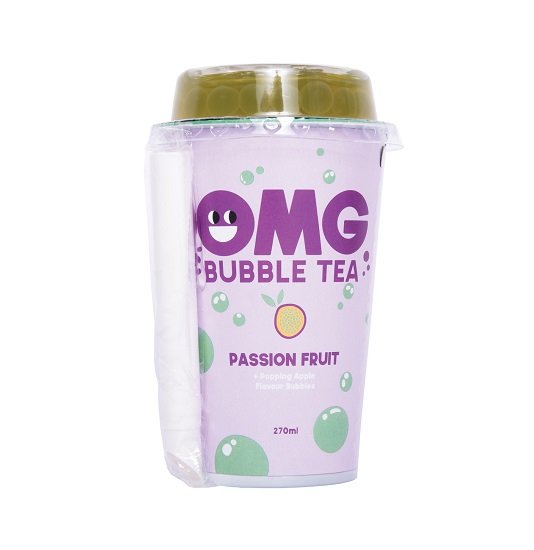 OMG Napój Bubble Tea zielona herbata i marakuja + kulki zielone jabłko 270 ml