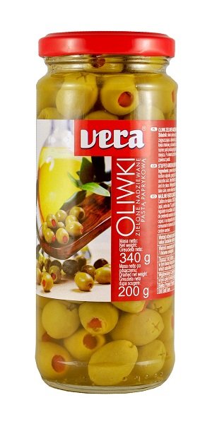 Vera Oliwki zielone nadziewane pastą paprykową 340 g