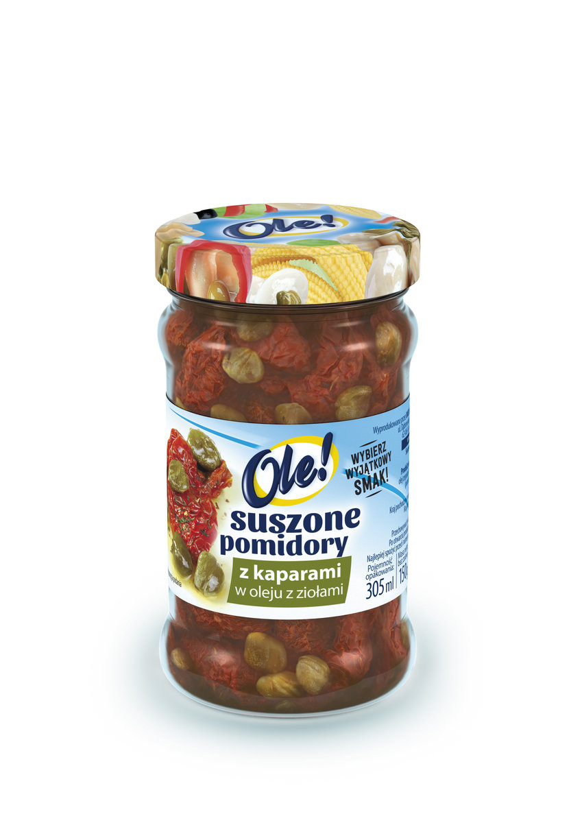 Ole! Suszone pomidory z kaparami w oleju z ziołami 305 ml