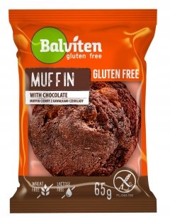 Muffin ciemny z kawałkami czekolady 65g. Produkt bezglutenowy