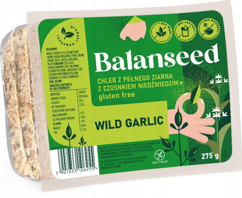 Balanseed. Chleb z pełnego ziarna z czosnkiem niedźwiedzim 275g. GF